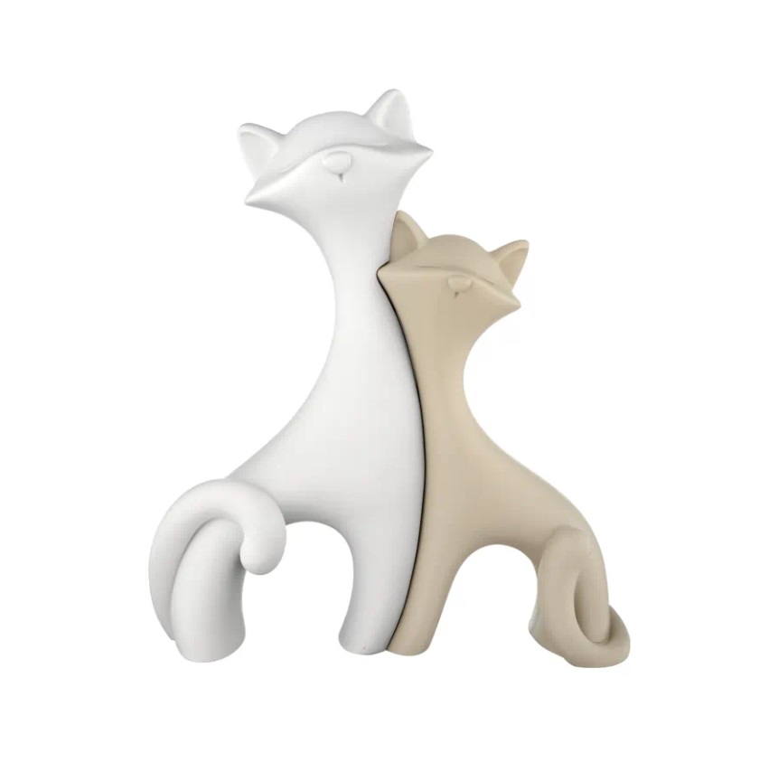 Coppia gattini nocciola/bianco in marmorino - 12x11 cm - Bongelli